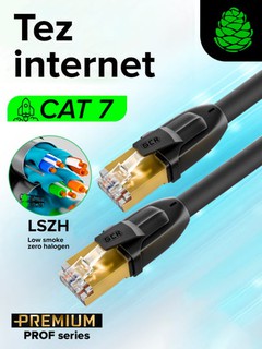 Кабель для интернета GCR PROF cat.7 патч корд FTP 10 Гбит/с RJ45 24K GOLD экранированный