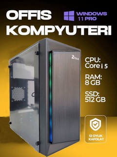 Tayyor kompyuter, tizim bloki Core i5, 8Gb RAM, SSD 128 256 512Gb RGB case + bonus