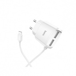 Hoco C59A Mega joy Double Port Charger for Lightning (EU), White