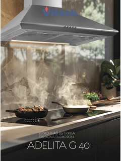Вытяжка кухонная купольная Vitech Adelita G 40 - 60 см, до 600 м³/ч, 3 скорости, фильтр Long Life, кнопочное управление
