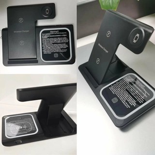 Беспроводное зарядное устройство / Зapядка / Док станция 4в1 для iPhone / Быстрая зарядка /Чёрный