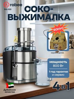 Соковыжималка, блендер, измельчитель мяса и измельчитель кофе 4 в 1, RABEE RG-103, 800 Вт