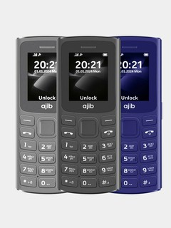 Кнопочный телефон Ajib 1010, 2 SIM, с фонариком, ударопрочный, черный