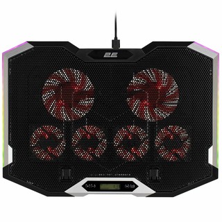 2E Gaming Подставка для ноутбука CPG-004, до 15.6", 2xUSB-A, LCD/phone holder, RGB, чёрный