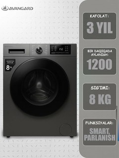 Стиральная машина AVANGARD Production WFK20B8012, с функцией стирки с паром, 8кг