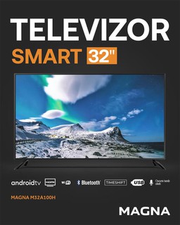 Телевизор MAGNA M32A100H, 32", Android Smart TV, IPS экран 60 Гц, голосовое управление