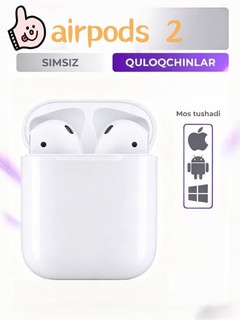 Беспроводные наушники AirPods 2 Bluetooth 5.0, сенсорное управление, для iPhone и Android