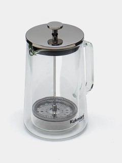 Стеклянный чайник Kukmara French Press, объём 1 л, с фильтром из нержавеющей стали, удобный для заваривания чая и кофе