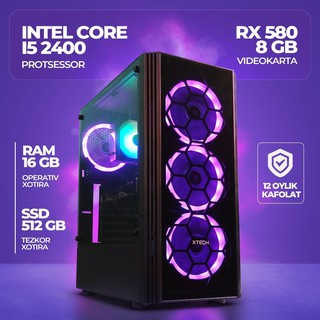 Игровой системный блок XTech H61 / i5-2400 / 16 GB / SSD 512 GB / RX580 , черный