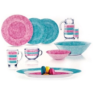 Luminarc Stony Pink & Turquois 46 ta element Stol servisi (V0491)