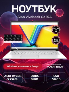 Noutbuk Asus Vivobook 15, R5-7520U, Radeon Graphics,16Gb DDR5,512Gb SSD, 15.6" FULL HD IPS