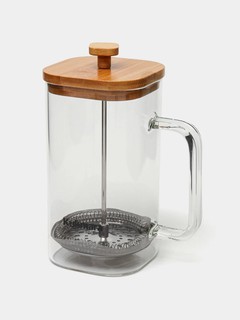 Стеклянный чайник Kukmara French Press, объем 1 литр, с удобной ручкой и стильным дизайном для чая и кофе