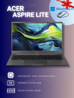 Ноутбук Acer Aspire Lite, Celeron N4500, 8 ГБ DDR4/256 GB SSD, 15.6" FHD IPS+Windows+мышка