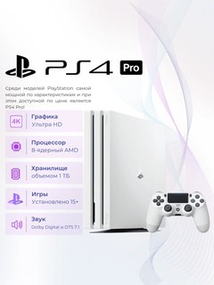 Игровая приставка PlayStation 4 Pro, предустановленные игры, 1ТБ, 2 джойстика