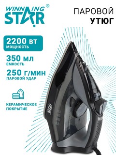 Паровой утюг с антипригарным покрытием Winning Star Professional ST-6101, мощность 2200Вт, 350мл