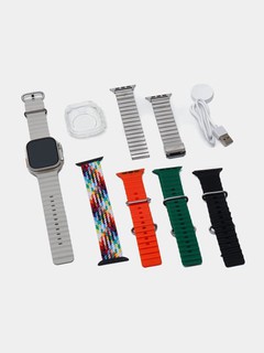 Aqlli soat Smart Watch X8 ULTRA, simsiz zaryadlash, g'ilof va 7 ta kamar