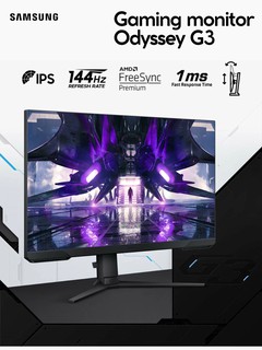 Игровой монитор Samsung Odyssey G3 24",144Гц,1 MC, IPS, FHD, AMD FreeSync,90 градусов поворчв