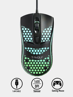 T-Wolf V15 Cool-легкая игровая мышь с современным дизайном улья и RGB-подсветкой