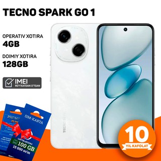 Смартфон Tecno Spark Go 1, 4GB 128GB, 120Hz дисплей с Dynamic Port IPS, камера 13МП с HDR, 4G LTE