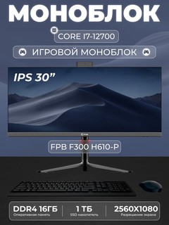 Моноблок для игр FPB F300-H610, 30" 2K, i7-12700, DDR4 16 GB, SSD 1 ТB