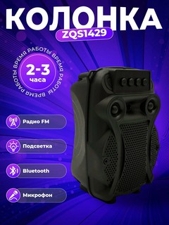 Портативная колонка ZQS1429, 16Вт, Bluetooth, FM, микрофон, 5ч работы, для вечеринок