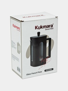 Стеклянный чайник Kukmara French Press, объём 1 л, с фильтром из нержавеющей стали, подходит для заваривания чая и кофе