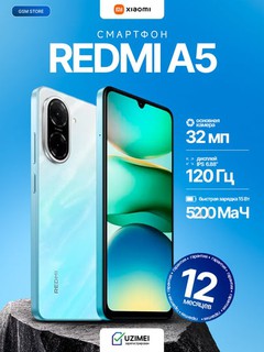 Xiaomi Redmi A5 smartfon, 6.88 IPS ekran, 32 MP kamera, 5200 mA·soat batareya