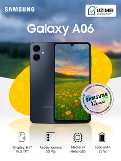 Смартфон Samsung Galaxy A06 4ГБ/128ГБ, Черный, Android 14, Super AMOLED FHD+ 60Гц, 5000 мА/ч, 2 SIM
