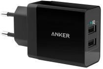 Зарядное устройство Anker 24W wall charger 2-Port EU Black