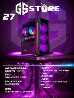 Сборка готового игрового компьютера №27, i3 12100F, DDR416GB, RX580 8GB, SSD512GB