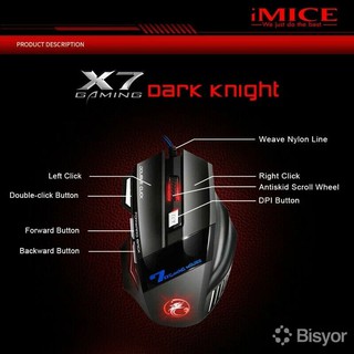 Игровая Мышь iMICE X7 Dark Knight — 7 Кнопок, RGB Подсветка, 3200 DPI, Double Click, Антискользящее Колесо