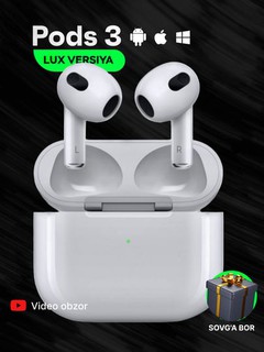 Simsiz quloqchinlar Pods 3, iOS va Android uchun naushnik (g'ilof sovg'aga)