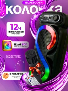 Портативная Bluetooth колонка, с микрофонaм, для караоке, RGB