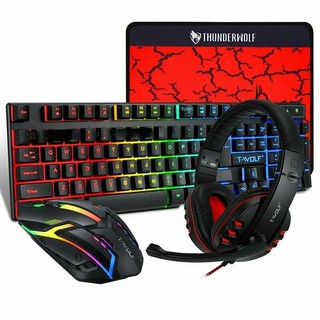 Клавиатура, мышь, гарнитура Thunder Wolf TF-800, игровая светящаяся клавиатура и мышь в комплекте из четырех частей