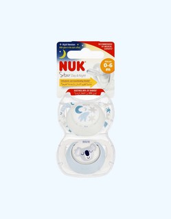 Nuk Pacifier Star Day&amp;Night, 0-6 oy, 2 dona