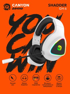 Gaming simli quloqchin CANYON Shadder GH-6, RGB yoritgich bilan