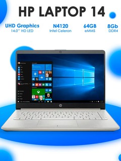 Ноутбук HP Laptop 14-dq0052dx Intel Celeron N4120 8Gb DDR4 64Gb eMMS 14" HD LED Белый Wn10