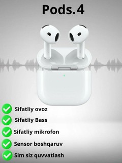 Беспроводные наушники Air Pods 4 (чип Hi-Fi), наушники премиум-класса для iPhone и Android, Airpod, Airpods