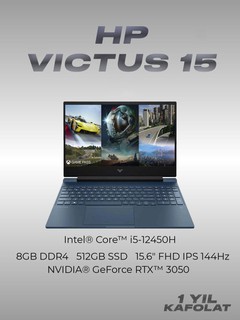 Ноутбук HP VICTUS 15 15,6" FHD IPS 144 Гц/ i5-12450H/ DDR4 8ГБ/ SSD 512ГБ/ RTX3050 4ГБ/ Windows 11