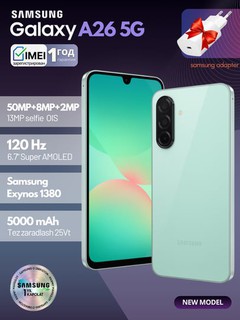 Smartfon Samsung Galaxy A26 5G,Bonusga Adapter,Uzimei,1 Yil Kafolat,50MP,5000mAh,120Hz