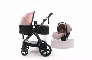 Коляска трансформер Belecoo 535-S 3В1, черный-розовый