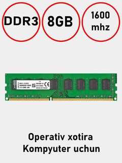 Оперативная память Kingston 8ГБ DDR3, 1600 МГц, PC3-12800, для настольного компьютера, 8ГБ, 8ГБ
