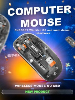Мышь беспроводная Transparent Mouse 2 1600/2400 DPI, Bluetooth, USB Type-C, Wi-Fi