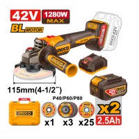 Аккумуляторная угловая шлифмашина INGCO CAGLI4128112