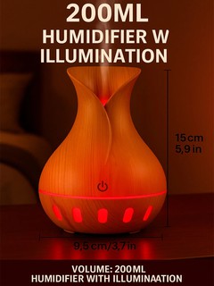 Увлажнитель воздуха 200 мл с LED-подсветкой в стиле дерева для дома и офиса