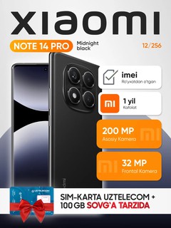 Смартфон Xiaomi Redmi Note 14 Pro 5G 12/256GB Global Version (Черный)