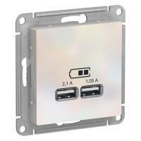 Розетка 2-х Schneider Electric AtlasDesign USB 2.1А+1.05А жемчуг ATN000433