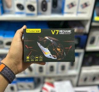 Игровая мышь, T-Wolf, V7, проводная, подсветка, 800-3200DPI, для правой руки