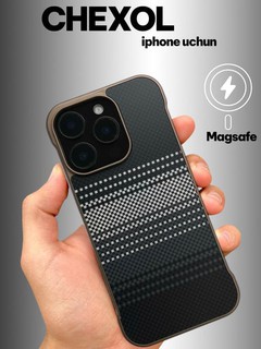 Чехол для iPhone 11, 12, 13, 14, 15, 16, Pro Max, карбоновый, с Magsafe