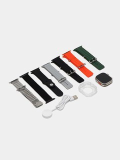 Умные смарт часы Smart Watch X8-9 ULTRA, беспроводная зарядка чехол и 7 ремешков
